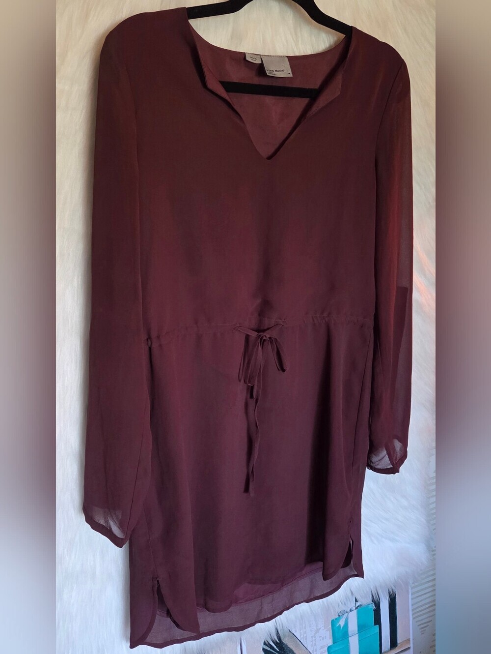 Vero Moda V-Neck Plum Romance Tunic Dress - Picture 2 of 8